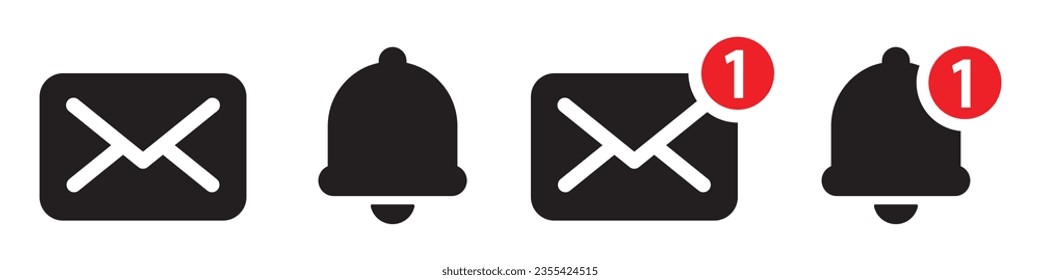 Message notification icon, vector illustration