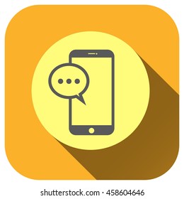 Message or notification on smartphone icon. Vector concept illustration for design, symbol, application, website, UI