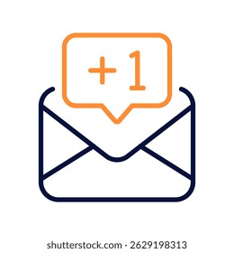 Message Notification Vector Icon for Paperwork Alerts and Emails. New message symbol, digital communication and reminders. Line Duo Tone Icon