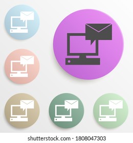 message on the computer badge color set. Simple glyph, flat vector of web icons for ui and ux, website or mobile application