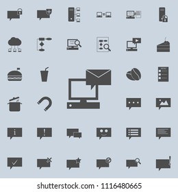 message on the computer icon. Detailed set of  Minimalistic  icons. Premium quality graphic design sign. One of the collection icons for websites, web design, mobile app on colored background