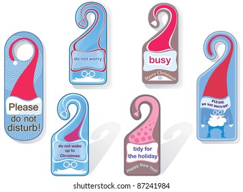 Message on the door handle. Tag. Christmas theme.