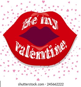 message on the lip -Be my valentine