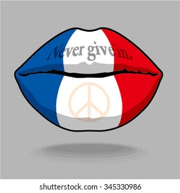 message on the lip - Never give in. 