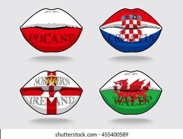 message on the lip - Poland,Croatia,Northern Ireland,Wales