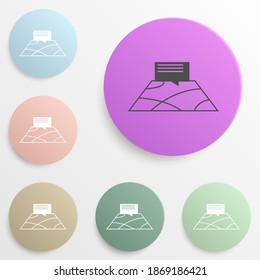 message on the map badge color set. Simple glyph, flat vector of web icons for ui and ux, website or mobile application