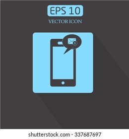 Message on mobile phone vector icon.