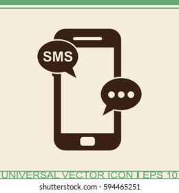 Message on mobile phone vector icon.