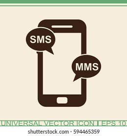 Message on mobile phone vector icon.