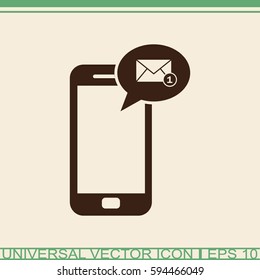 Message on mobile phone vector icon.