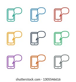 message on phone icon white background. Editable outline message on phone icon from technology. Trendy message on phone icon for web and mobile.