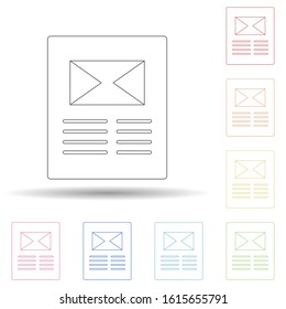 Message on the sheet in multi color style icon. Simple thin line, outline vector of programming icons for ui and ux, website or mobile application