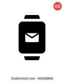 Message on smart watches Icon Flat Style Isolated Vector Illustration