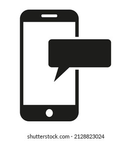 Message on smartphone outline illustration black vector icon. EPS 10