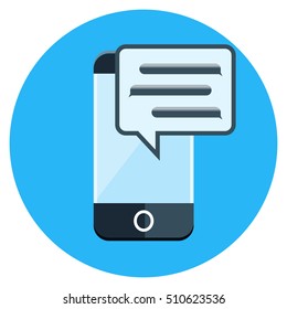 Message on smartphone screen icon