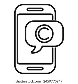 Message online copyright law icon outline vector. Tax civil. Smart rule media