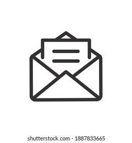 Message open, inbox line icon for web template and app. Vector illustration design on white background. EPS 10