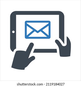 Message opening icon. Vector and glyph