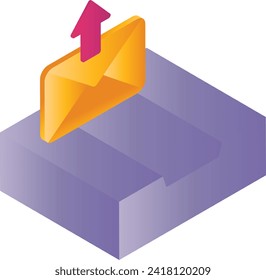 Message Outbox isometric Concept, Mail Client UI Stock illustration, Send All Interface, Outbound inbound mail Server vector icon design, Cloud computing and Web hosting services Symbol