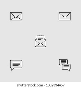 message outline icon set isolated vector illustration