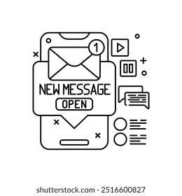 Message Outline Icon, Vector illustration
