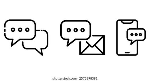 message outline or line icon design bundle.