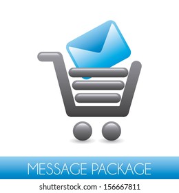 message package  over  blue background vector illustration