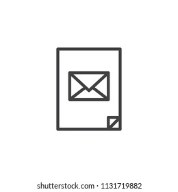 Message paper with envelope outline icon. linear style sign for mobile concept and web design. Letter simple line vector icon. Symbol, logo illustration. Pixel perfect vector graphics
