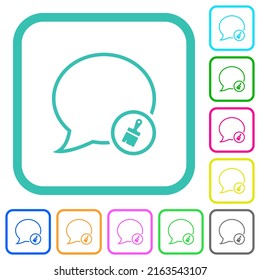 Message paste outline vivid colored flat icons in curved borders on white background