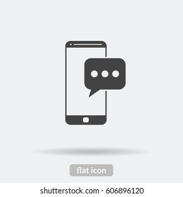 Message Phone Icon, Black Vector Is Type EPS10.