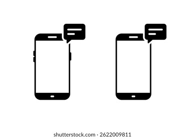 Message phone icon. Chat on smartphone sign. Speech bubble with cellphone symbol
