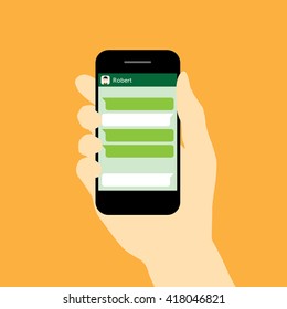 message and phone icon. chat on phone vector illustration
