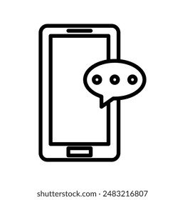Message phone icon linear logo mark in black and white