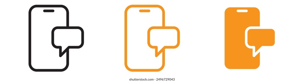 Message Phone Icon Set Communication Illustrations for Technology and Networking