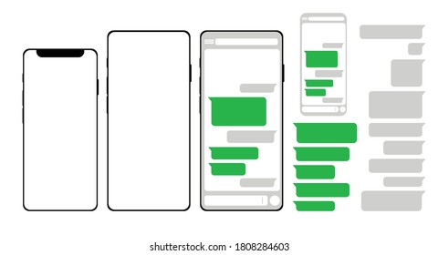 Plantilla de teléfono de mensajes charla sms burbujas plantilla de sms Premium Vector
