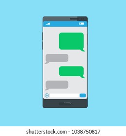 Message Phone Template on the isolate blue background