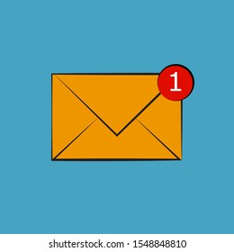 message picture in flat style. drawn bright envelope. communication. cartoon vector illustration eps10