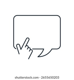 Message with pointer pay attention. Vector linear icon isolated on white background.