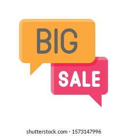 message popup and big sale vector in flat design