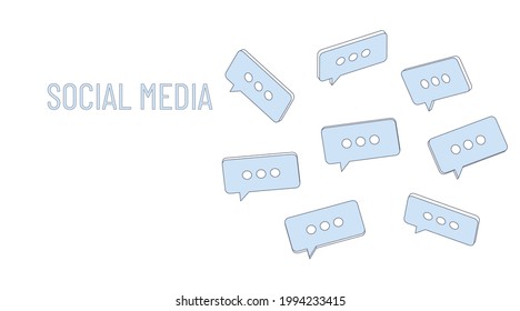 Reacción del mensaje. Más burbujas de habla cayendo. Ilustración vectorial azul 3d. Fondo vector de nube de medios sociales para blog de diseño de sitios web y aplicación.
