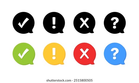Message reactions set icons. Flat and silhouette style. Vector icons.
