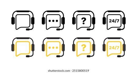 Message reactions set icons. Flat and linear style. Vector icons.
