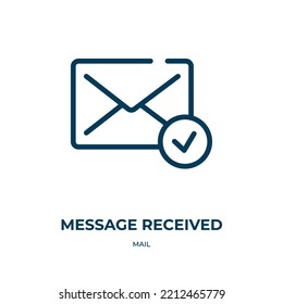 Message received icon. Linear vector illustration from mail collection. Outline message received icon vector. Thin line symbol for use on web and mobile apps, logo, print media.
