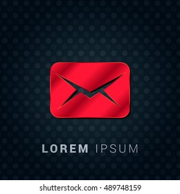Message Red chromium precious metallic 3D Icon / Logo Design
