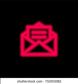 Message red glowing neon ui ux icon. Glowing sign logo vector