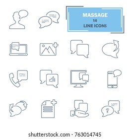 Message relation line universal icons set for web and mobile design