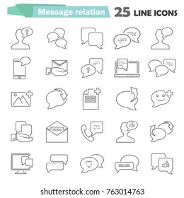 Message relation line universal icons set for web and mobile design