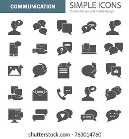 Message relation simple universal icons set for web and mobile design
