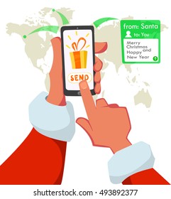 Mensaje de Santa Claus. Texto de saludo. Feliz Navidad