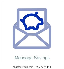 Message savings and communication icon concept